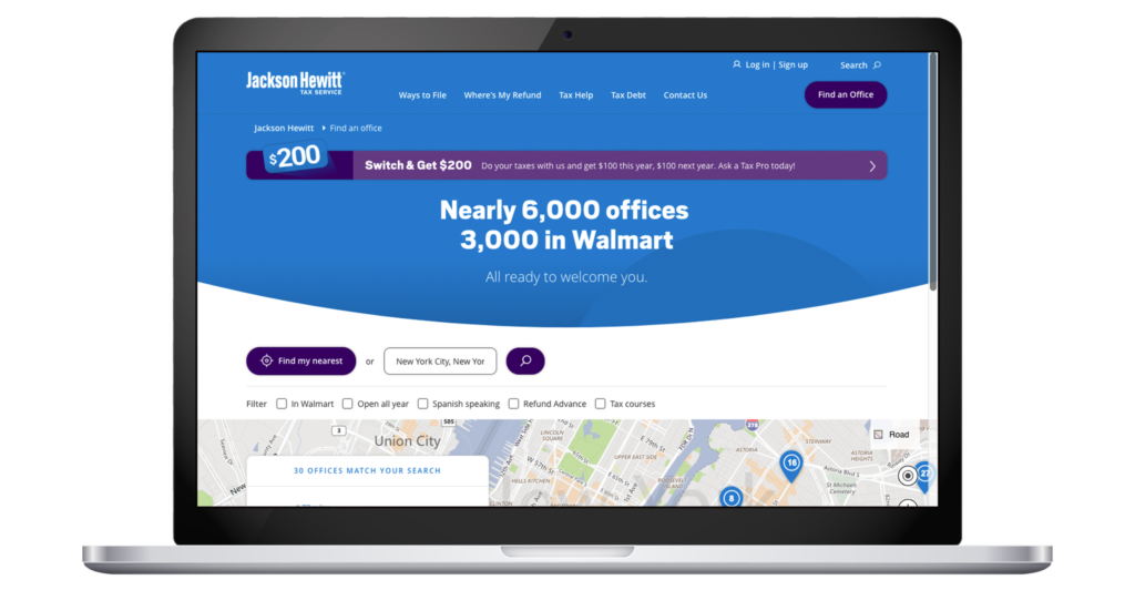 Jackson Hewitt Appointment Booking Mock