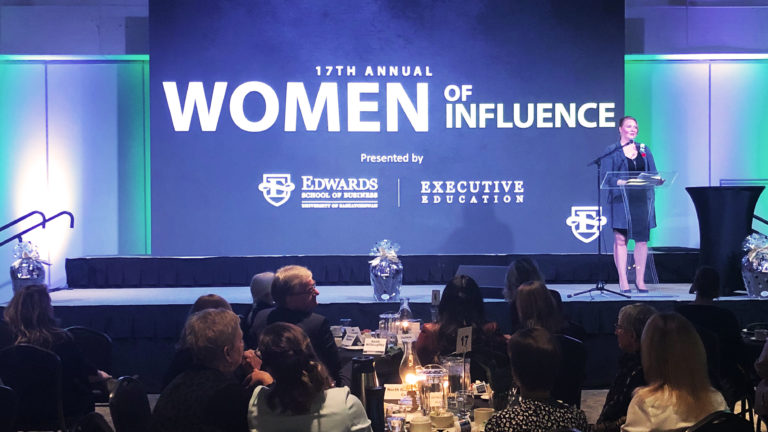 Katherine Regnier Speaks During the Women of Influence Breakfast Presentation